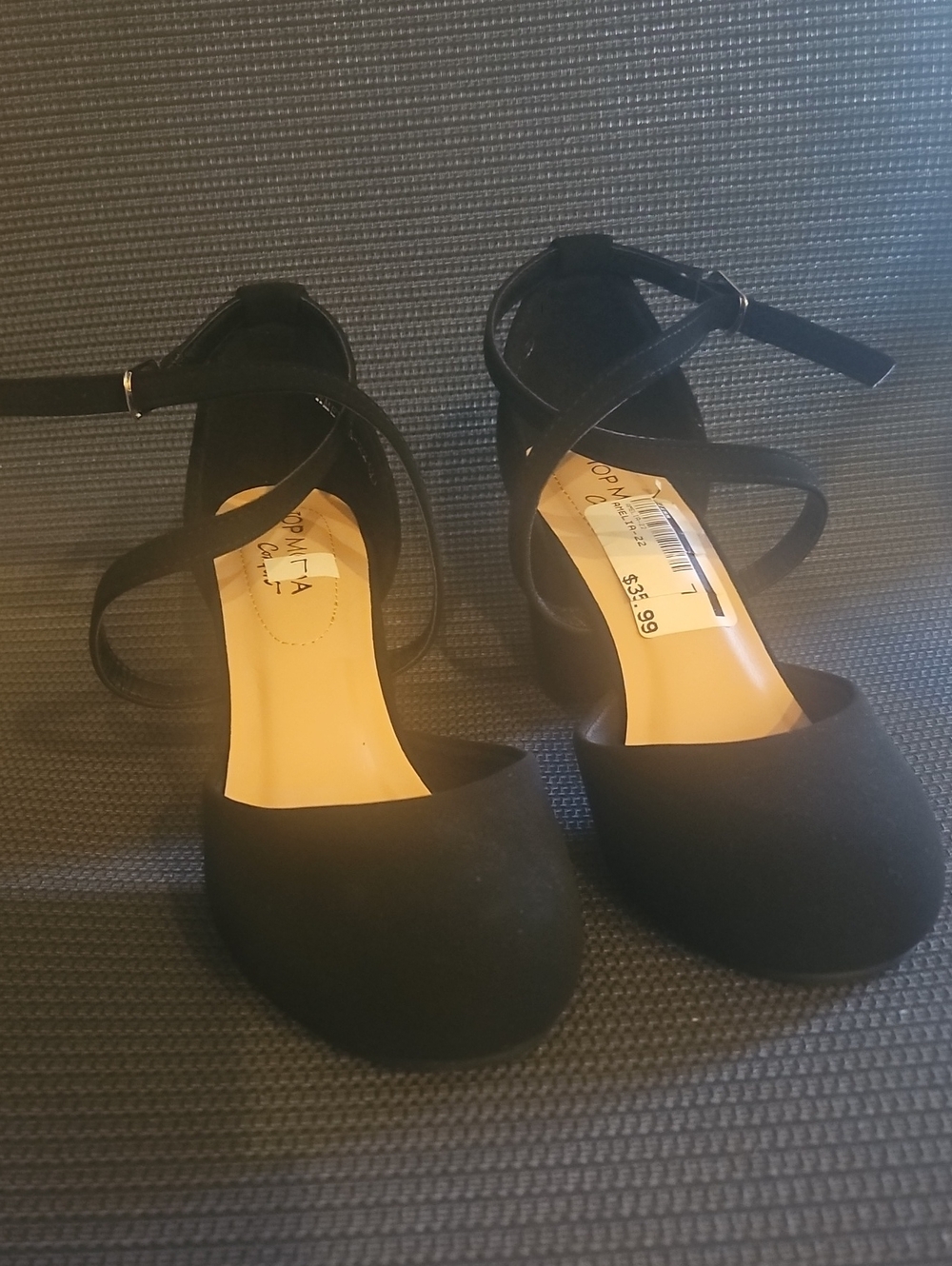 Black Crisscross Ankle Strap Block Heels
